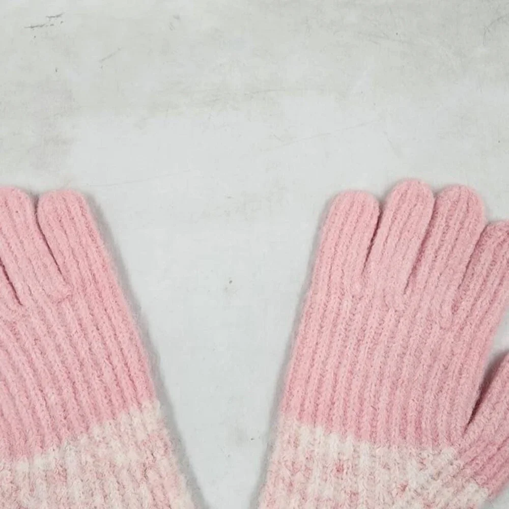 Jocelyn Color Block Ribbed Wool Blend Gloves Women's One Size Pink Multi Pull On
